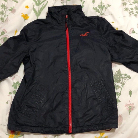 Hollister Navy and Red Men's Windbreaker - Picture 3 of 8